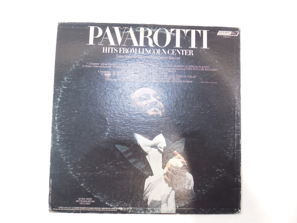 Пластинка Pavarotti ‎– Hits From Lincoln Center - Pic n 278223