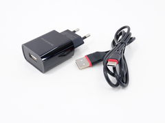 Сетевое зарядное устройство Borofone USB с шнуром Type-C черный