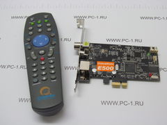 TV-Tuner PCI-E Compro VideoMate E500 /FM-Tuner /Аналоговые стандарты: PAL, NTSC, SECAM /Запись видео: MPEG1, MPEG2 /Пульт ДУ /Функция включения компьютера с пульта /планка крепления под Slim корпус /R